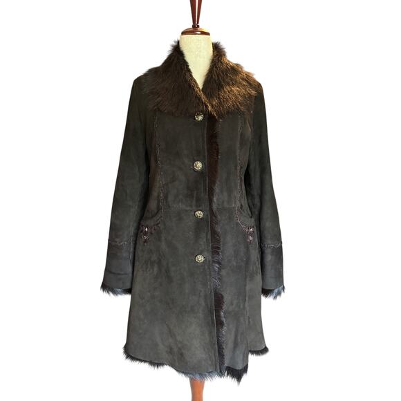 Amara Rosa Y2K  Leather Penny Lane Revival Coat Boho Glam Medium - Picture 2 of 11